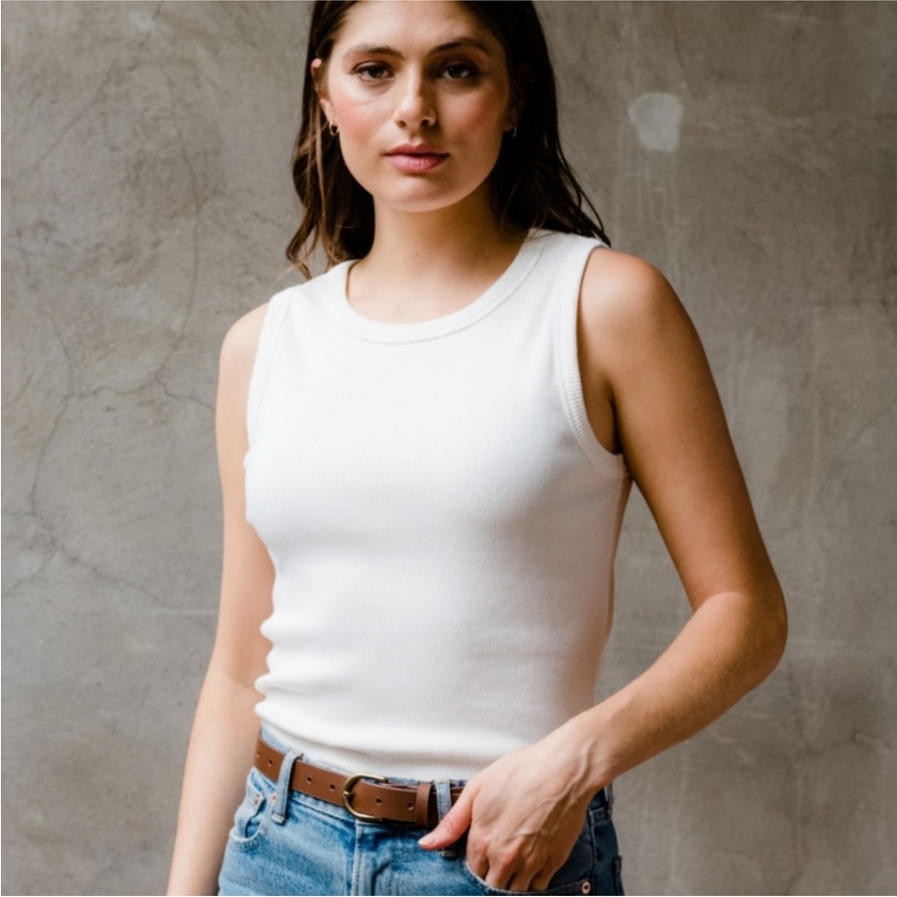 ABLE Lise ribbed tank white S